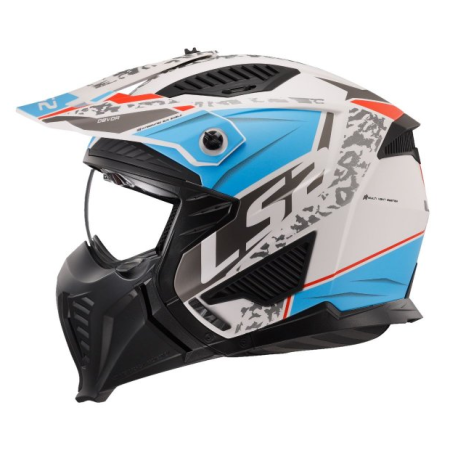 Kask z wypinaną szczęką LS2 Drifter Devor White Blue